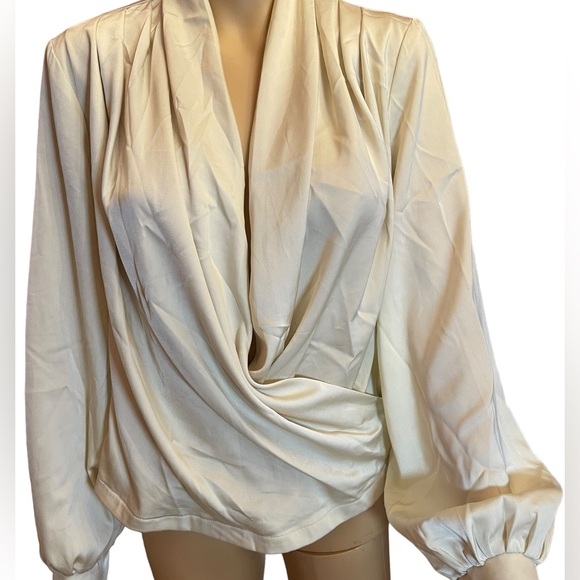 SHEIN Blouse - V-Neck Long Sleeve Crisscross Elegant Top - Picture 4 of 10